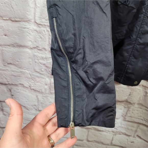 Zara Navy Blue Zip & Button Front Windbreaker Jacket - Picture 6 of 16